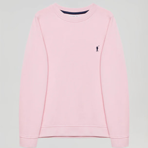 Sudadera básica rosa de cuello redondo y logo Rigby Go