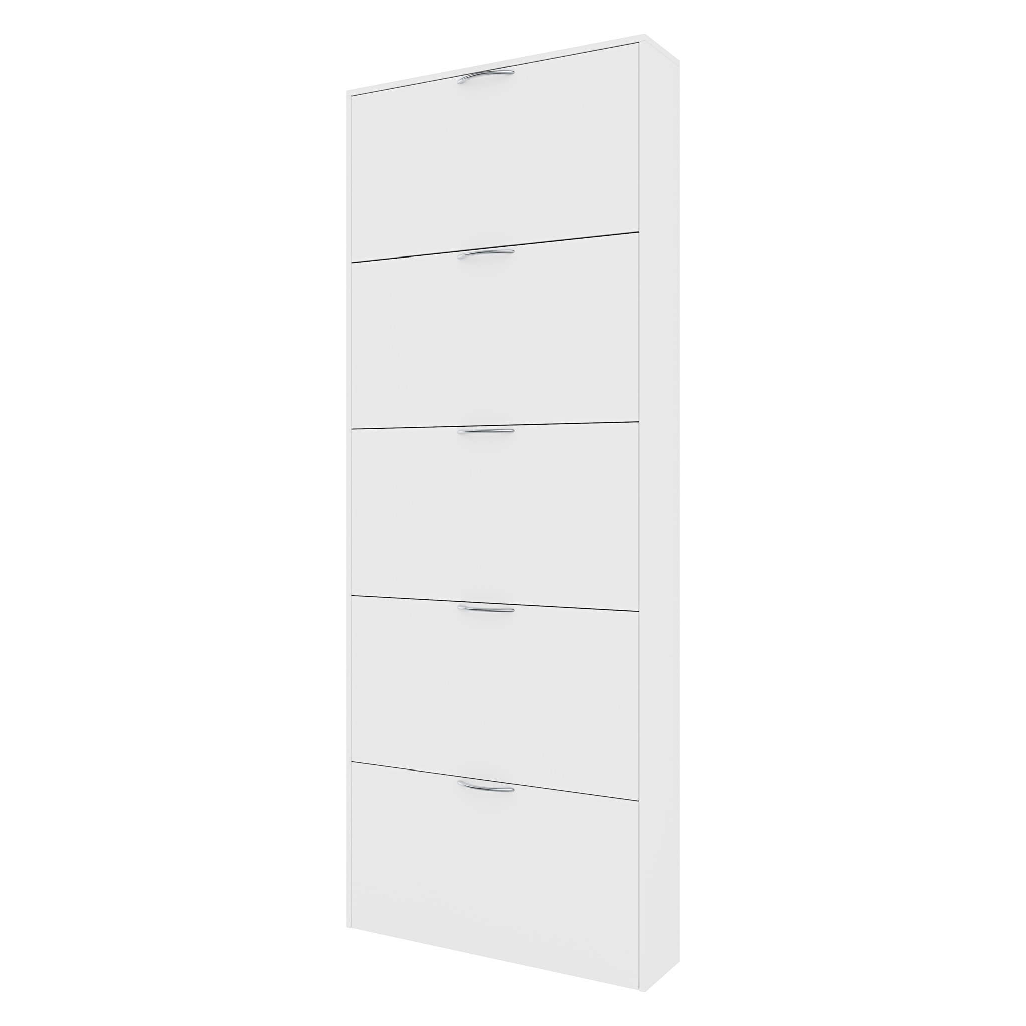 Scarpiera Portascarpe 5 Ante In Legno Da Ingresso Salvaspazio A Ribalta Soggiorno Camera Ufficio Design Ultra Slim Moderno 180 x 70 x 16 Cm Bianco