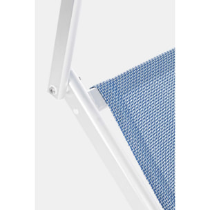Set di 2 lettini prendisole TURQUETA in alluminio bianco e textilene blu, pieghevole