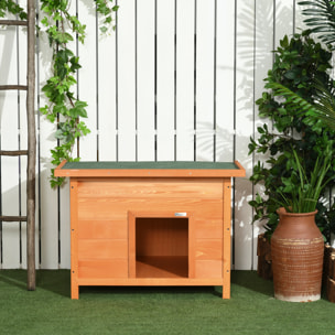 Niche chien sur pied dim. 85L x 58l x 58H cm - toit ouvrant bitumé vert - bois sapin pré-huilé