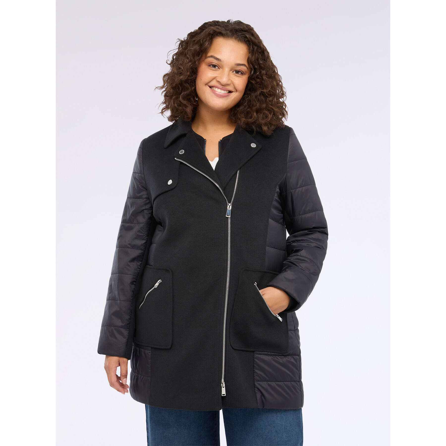 Fiorella Rubino - Cappotto con inserti in piumino - Nero