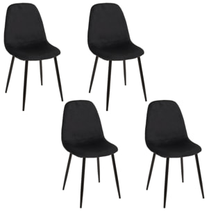 Chaise Pieds Metal Leaf Noir - Lot De 4