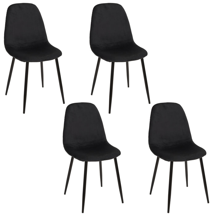 Chaise Pieds Metal Leaf Noir - Lot De 4