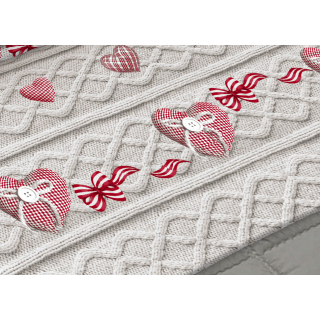 Completo Lenzuola In Calda Flanella Made in Italy Cuori