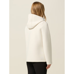 Oltre - Cappotto corto in tessuto scuba con spilla - Bianco