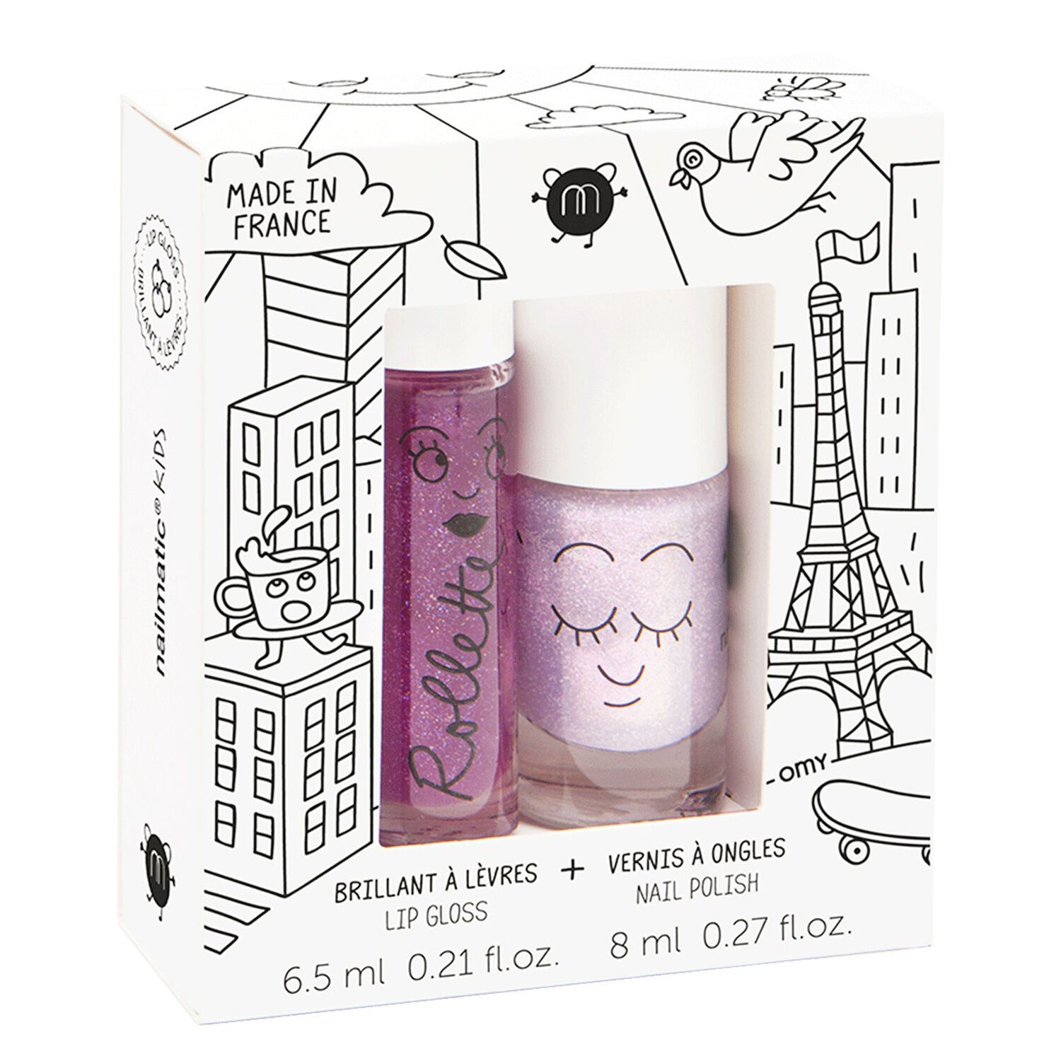 Lovely City - Coffret Vernis Pailleté Rose Nacré + Brillant à Lèvres Mûre