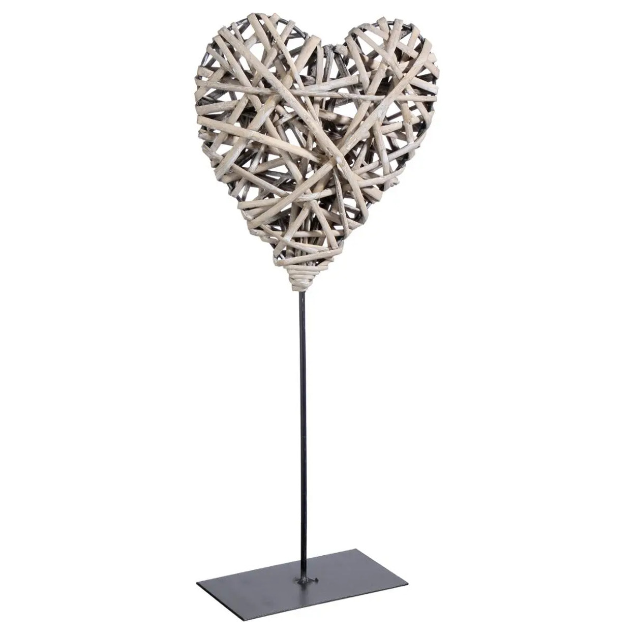 Coeur à poser osier et métal H37cm