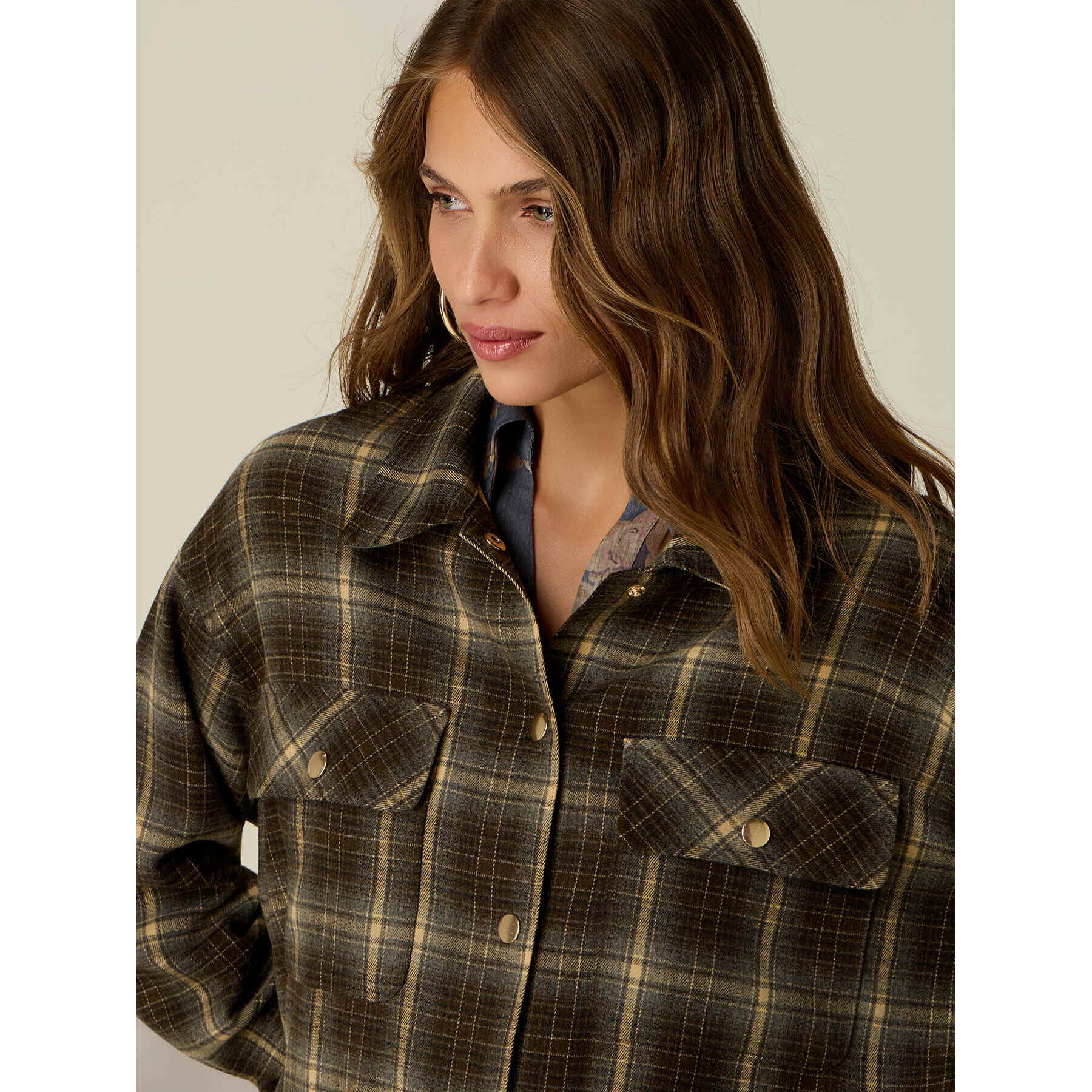 Oltre - Overshirt in flanella check - Marrone