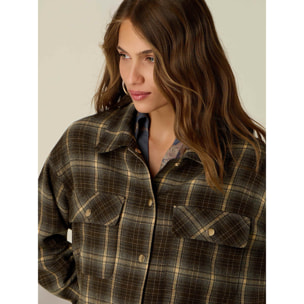 Oltre - Overshirt in flanella check - Marrone