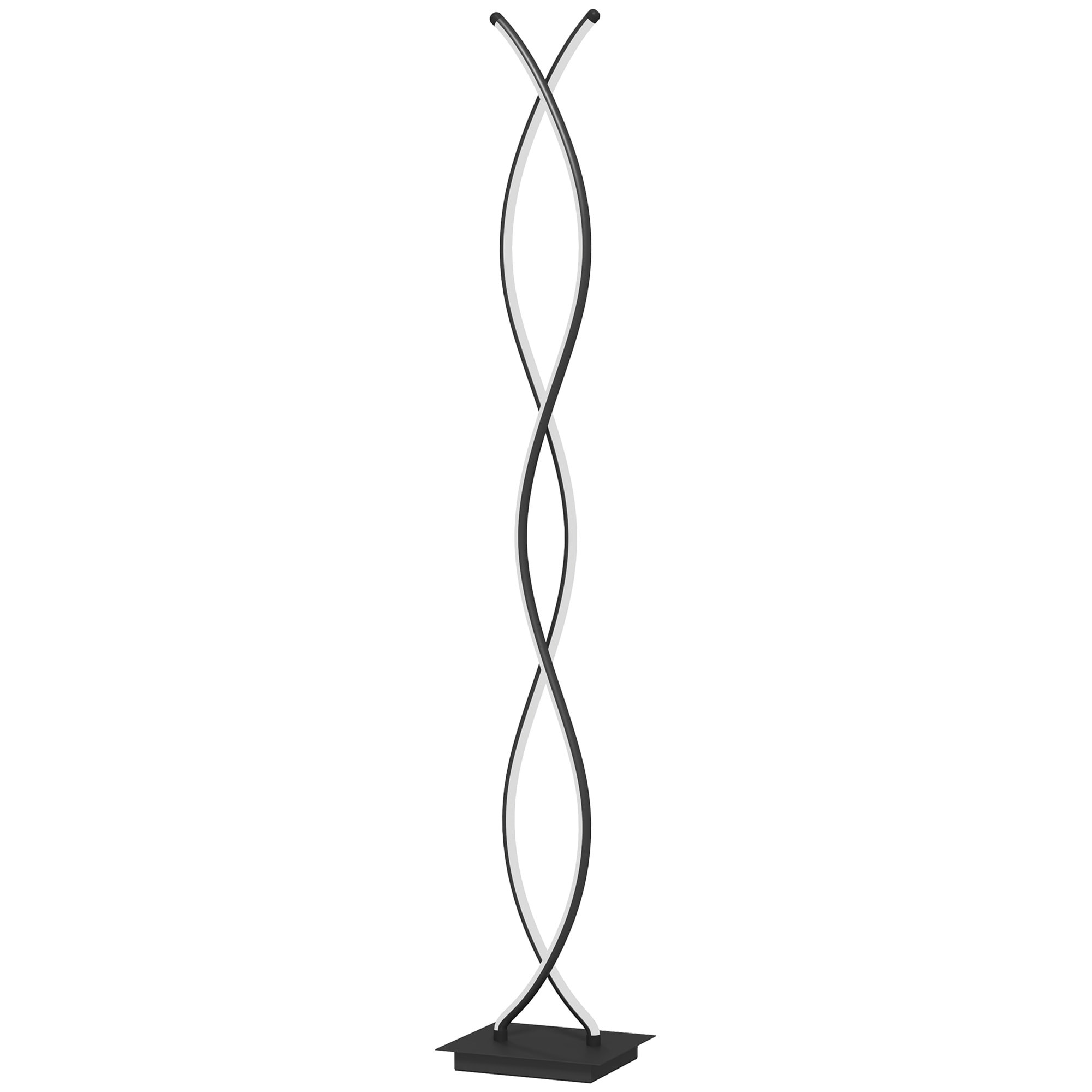 Lampadaire LED design spirales - forme galbée H. 140 cm - alliage alu. acrylique noir