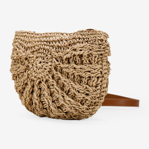 Bolso bandolera de rafia tostado