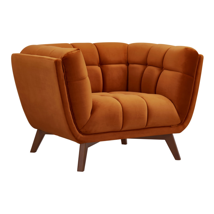 Fauteuil en velours orange curcuma - Mona