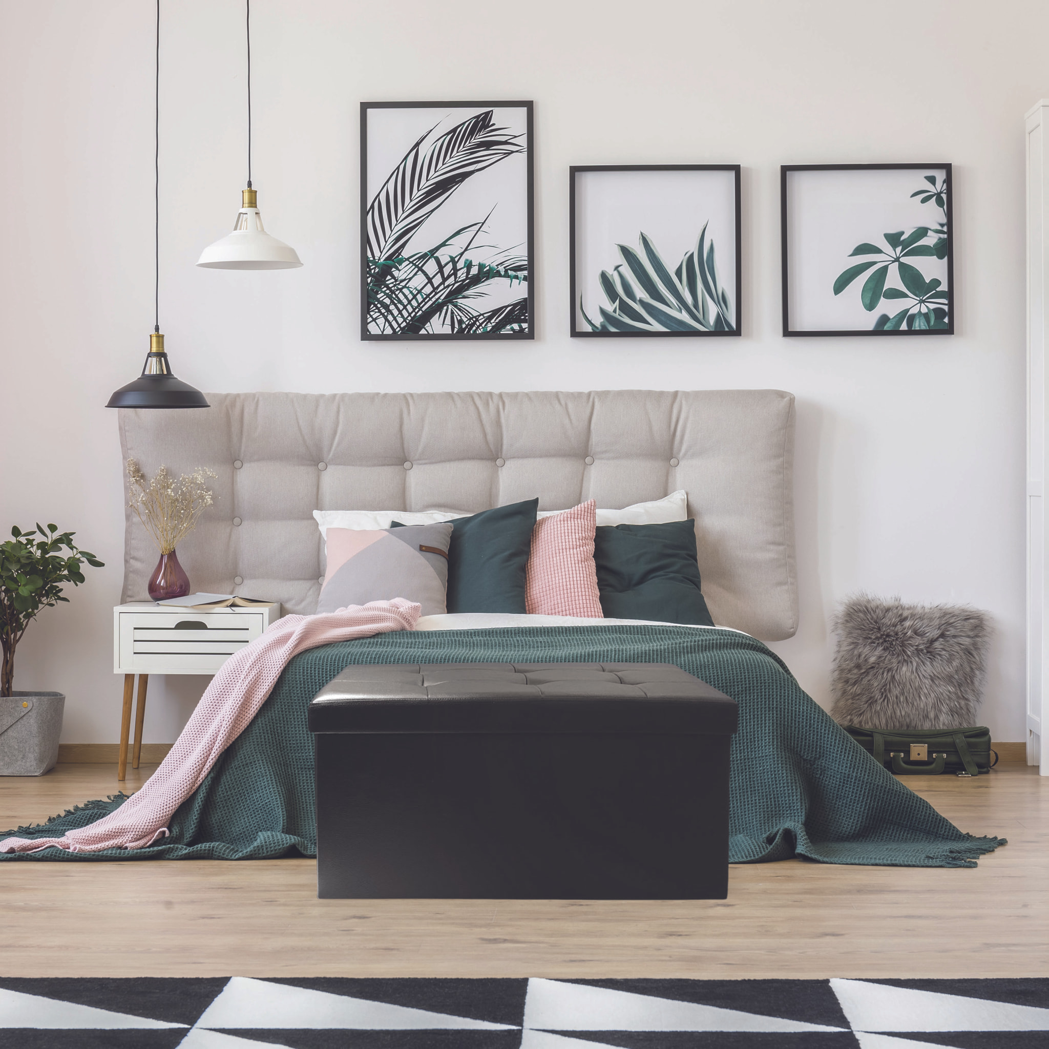 Coffre Banc Pliable Pu Noir