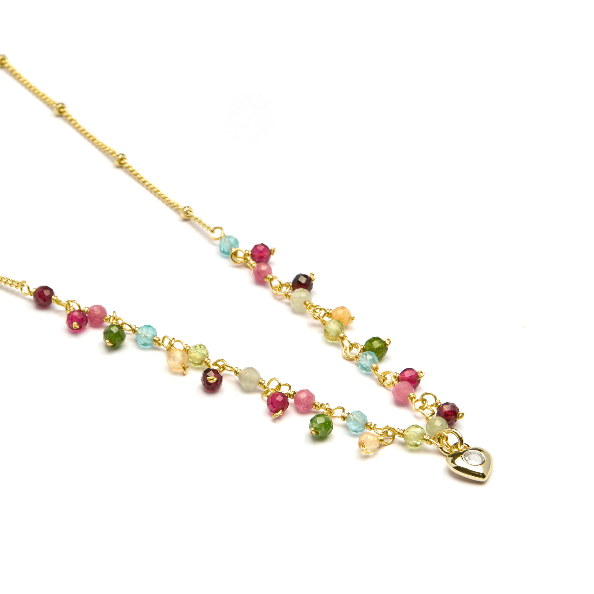 Collar de Cristal Multicolor acabado en oro amarillo de 18K