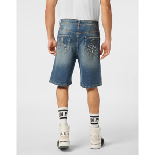 PHILIPP PLEIN DENIM SHORTS SKULL