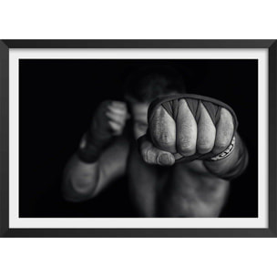 Affiche boxe left wing Affiche + cadre en bois - Noir