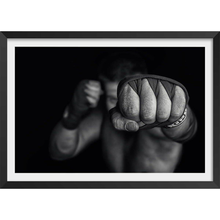 Affiche boxe left wing Affiche + cadre en bois - Noir