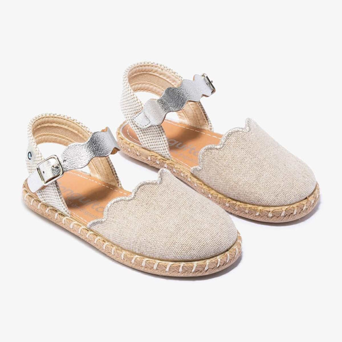 Espadrillas da bambina con onde color argento metallizzato