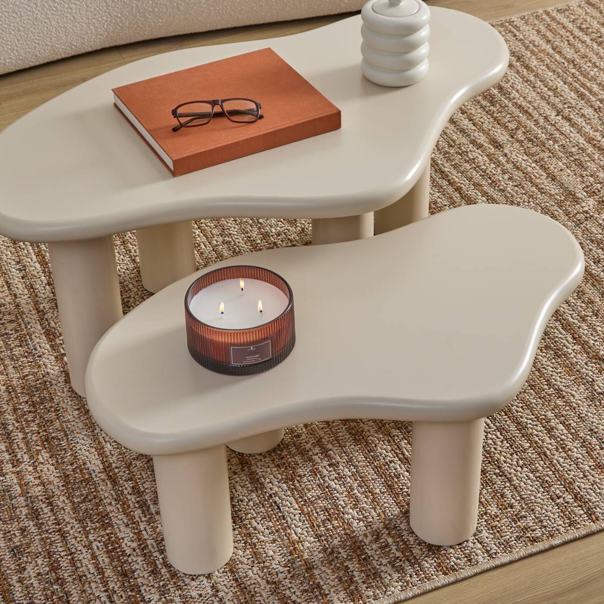 Lot de 2 tables basses Olao ivoire 100x60cm