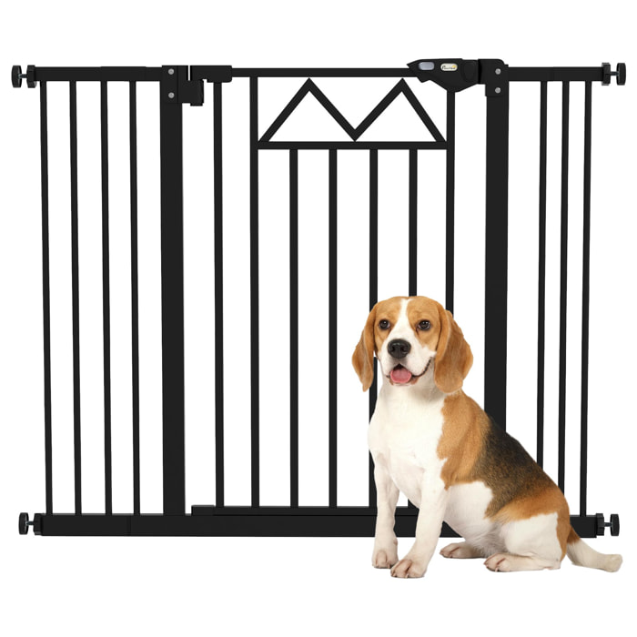 Barrera de Seguridad Extensible Barrera para Mascotas con Cierre Automático y Sistema de Doble Bloqueo para Puerta Pasillo Escalera 74-100x76 cm Negro