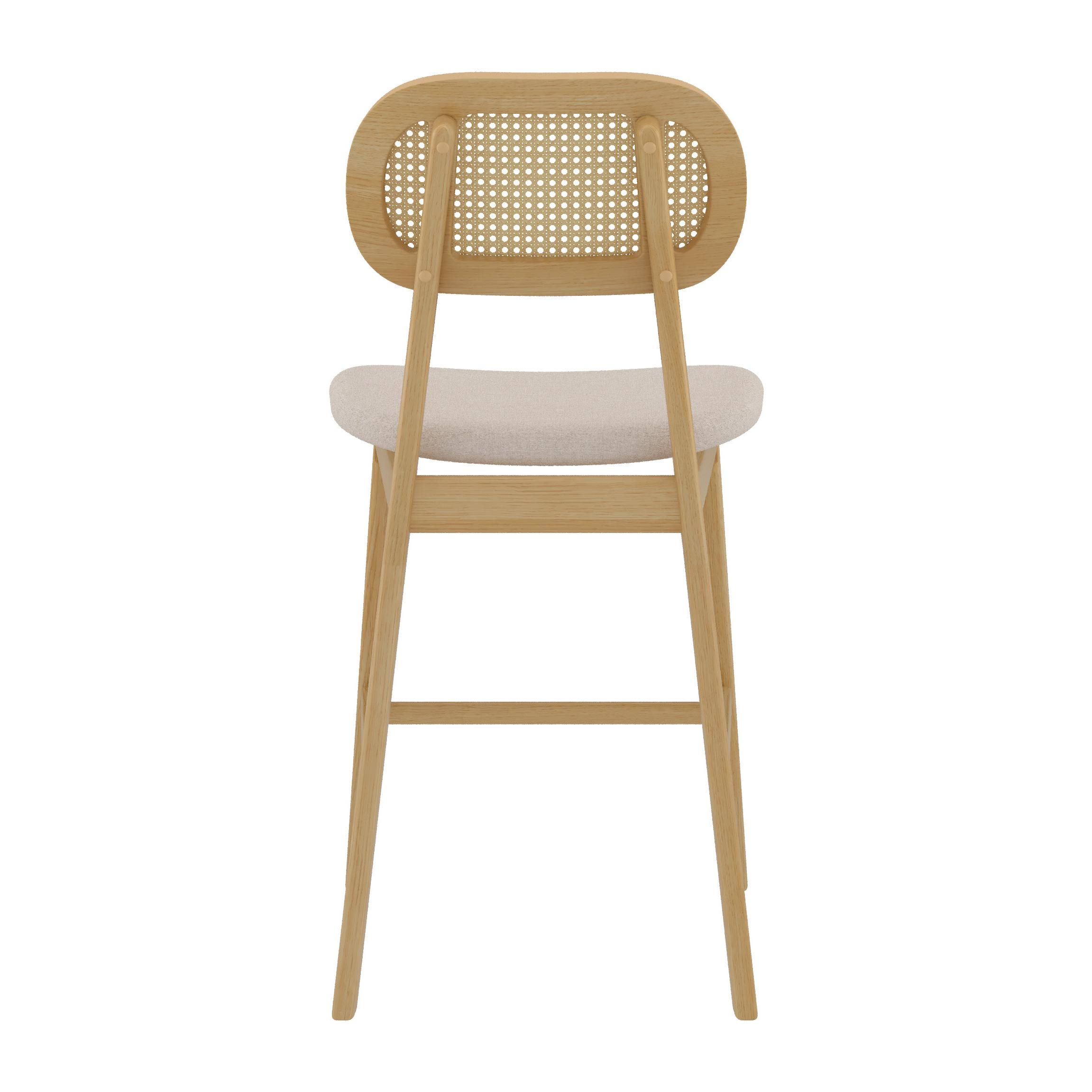 Chaise de bar mi-hauteur Maria en tissu beige et bois 64.5 cm (lot de 2)