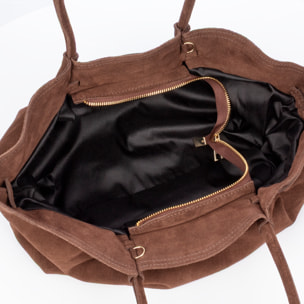 Baradili borsa a spalla donna. Pelle scamosciata autentica.