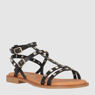 Sandalias - Negro - Tacón: Bajo