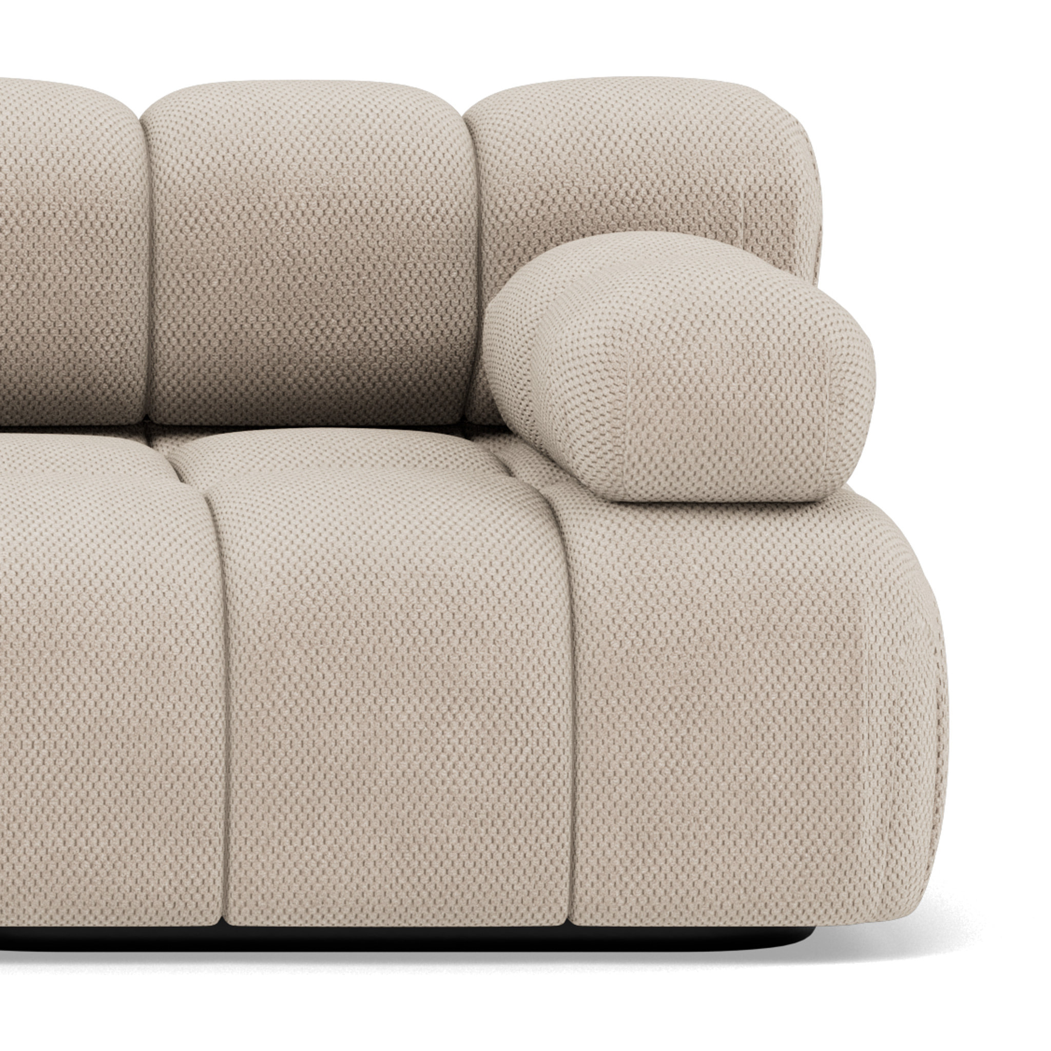 Ruby - canapé droit modulable 3 places en velours texturé - Beige