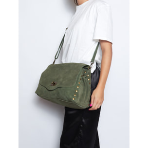 Borsa a mano da donna Made in Italy - Modello Zelia Elite - Pelle scamosciata - 37.0 x 22.0 x 15.0 cm