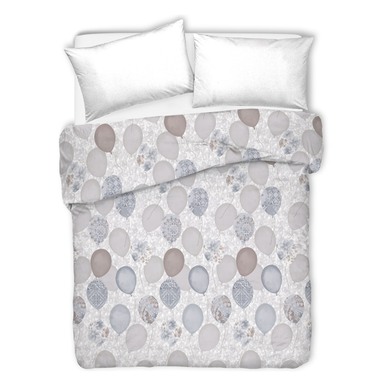 Copriletto di cotone palloncini grigio