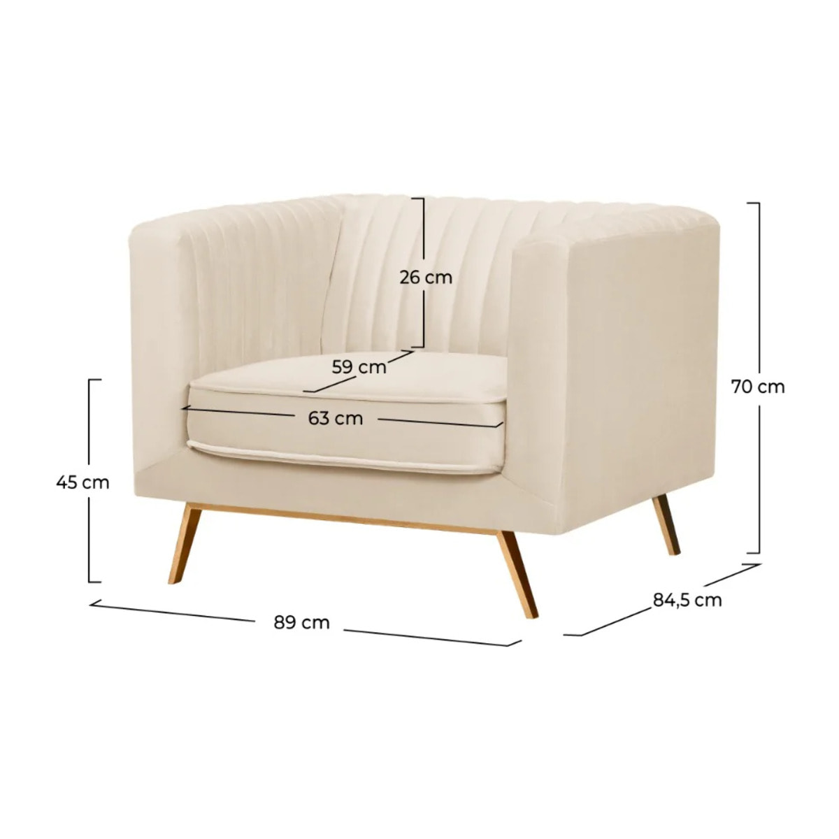 Fauteuil en velours beige - Gatsby