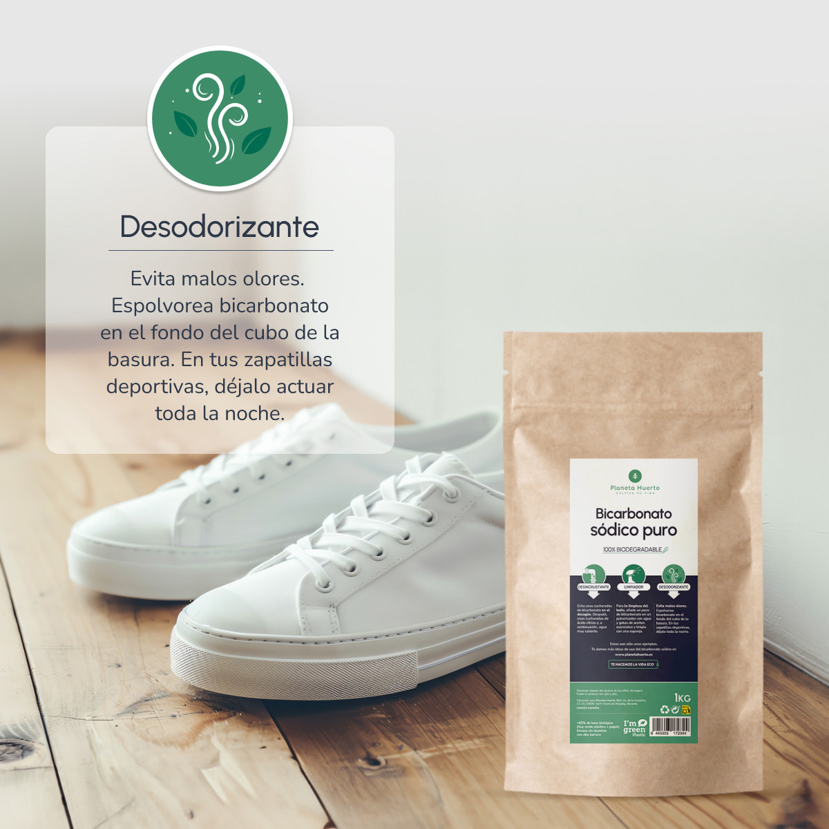 PLANETA HUERTO | Pack 3x Bicarbonato Sódico 1 Kg - Limpiador Ecológico Multiusos, Desodorante y Abrillantador Natural