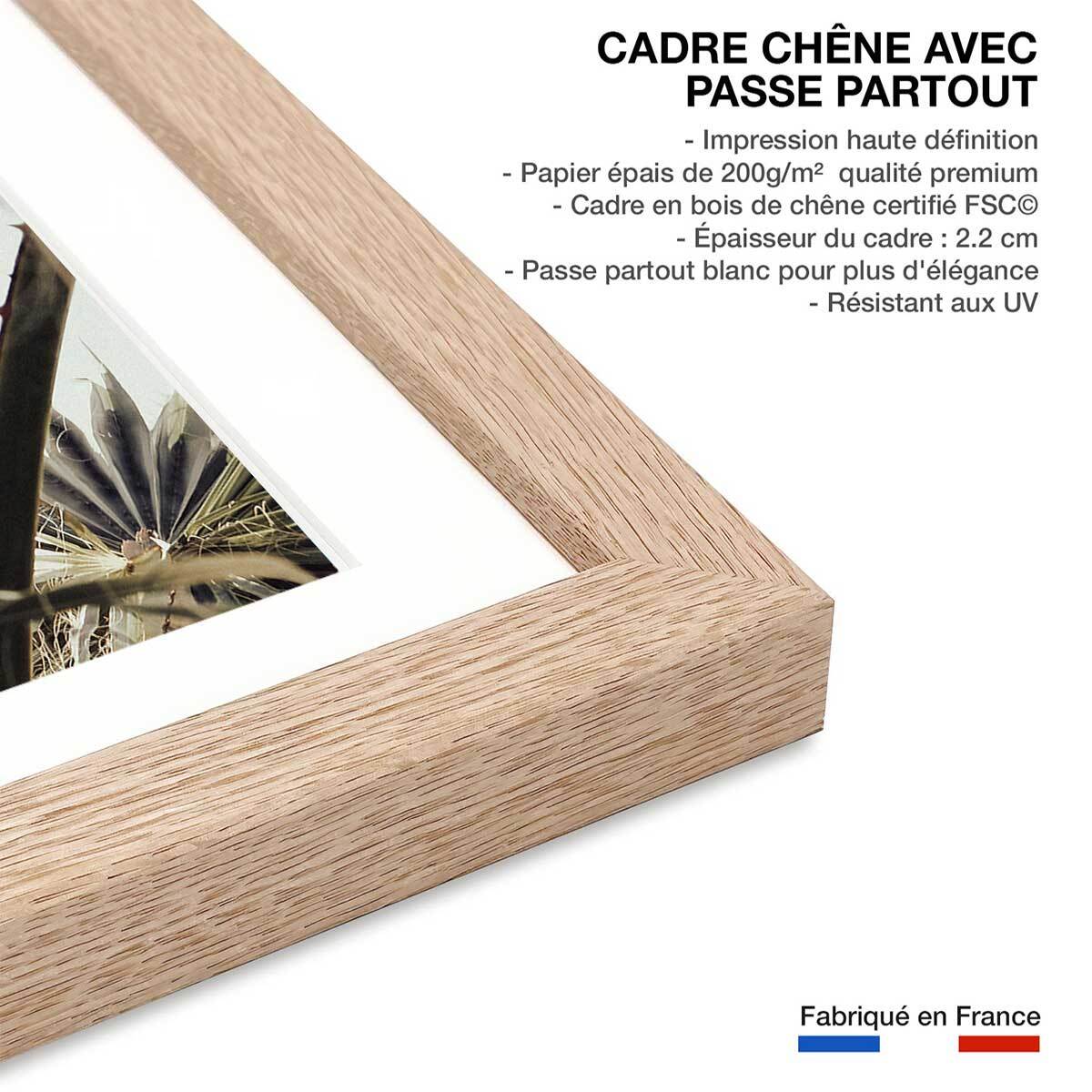 Poster cœur de palmier Affiche + cadre en bois - Chêne