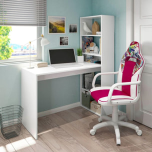 Mesa de escritorio con estantería Cosmic en blanco artik 120 x 144 cm Blanco Artik (Blanco Mate)