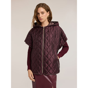 Motivi - Gilet trapuntato con cappuccio e maniche kimono - Marrone