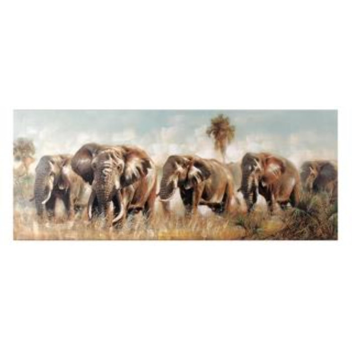 Quadro stampa elefanti rettangolare cm55x135x3