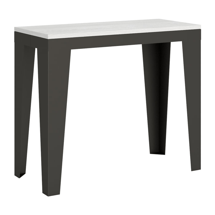 Console Flame Small Evolution cm.90x40 (extensible à 196) Frêne Blanc cadre Anthracite