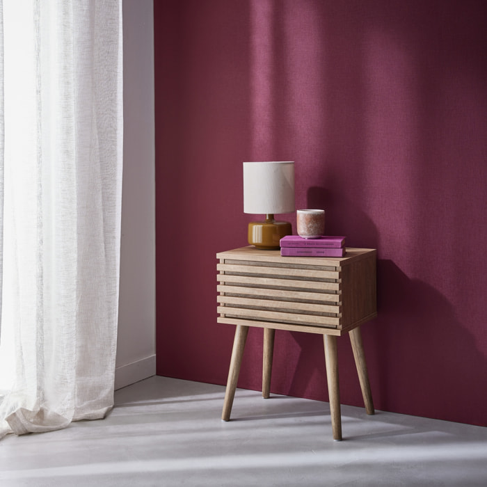 Table de chevet scandinave en décor bois rainuré 1 tiroir MADERE