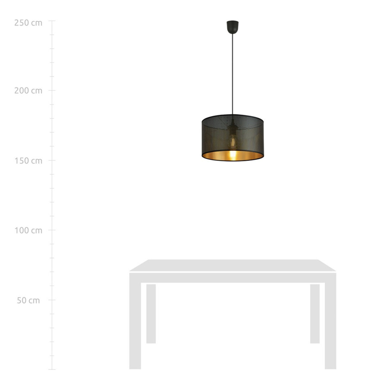 Lampada a sospensione ASTON in acciaio nero e oro