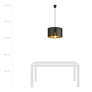 Lampada a sospensione ASTON in acciaio nero e oro