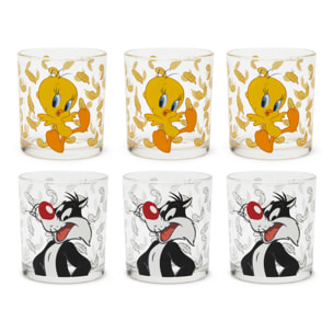 Set de 6 verres à eau Excelsa Looney Tunes, verre, 25 cl, multicolore