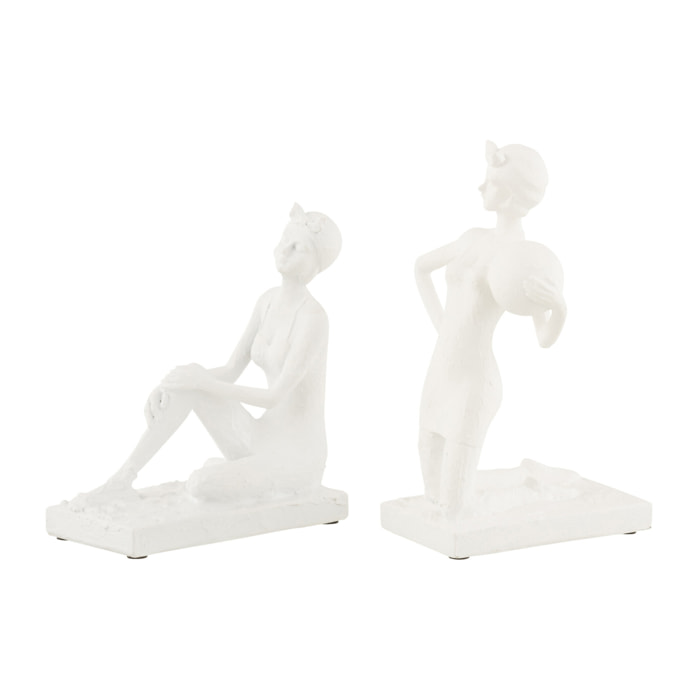 J-Line décoration Femme Maillot - polyrésine - blanc - 2 pcs