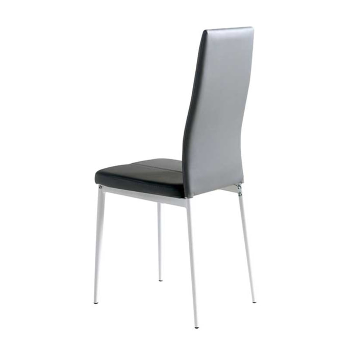 Set de 4 sillas – Polipiel gris y patas blancas