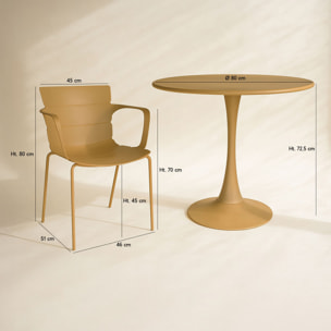 Ensemble de repas table et 4 fauteuils en polypropylène ocre MONTAUK