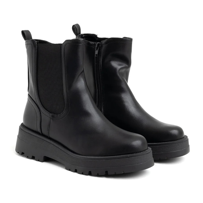 Biker con elastico e fondo carro-armato - NERO