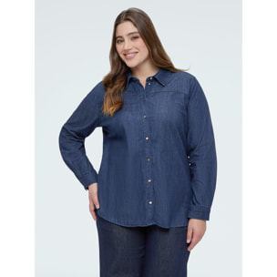 Fiorella Rubino - Camicia in denim con fiocco/cravatta - Blu