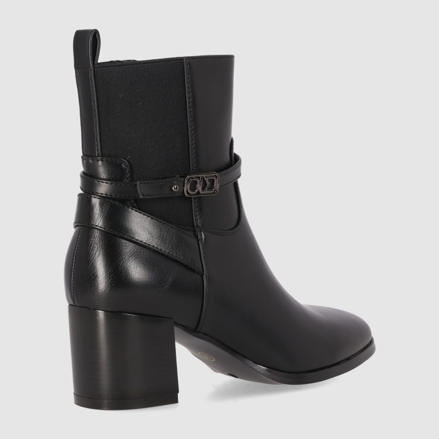 Botines de Piel Sintética - Negro - Tacón: 6 cm