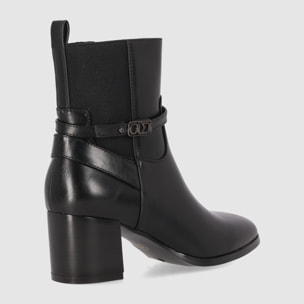 Botines de Piel Sintética - Negro - Tacón: 6 cm