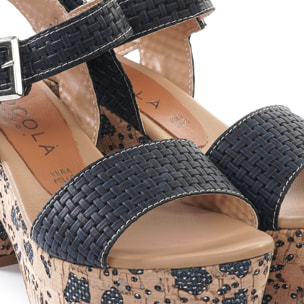 SANDALO PLATFORM FASCIA CHOCOLA' BLU