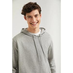 Felpa con cappuccio e tasche grigio vigorè con logo Rigby Go